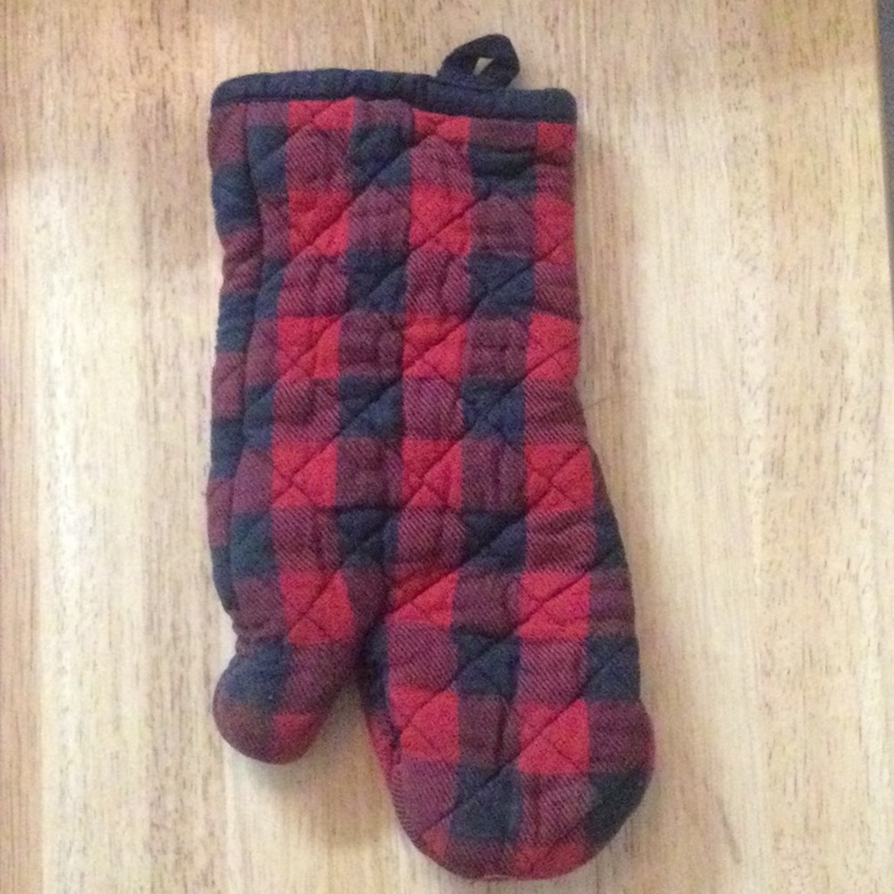 🌞 Buffalo Plaid Red & Black checkered Oven Mitt Cottagecore 100% Cotton One size